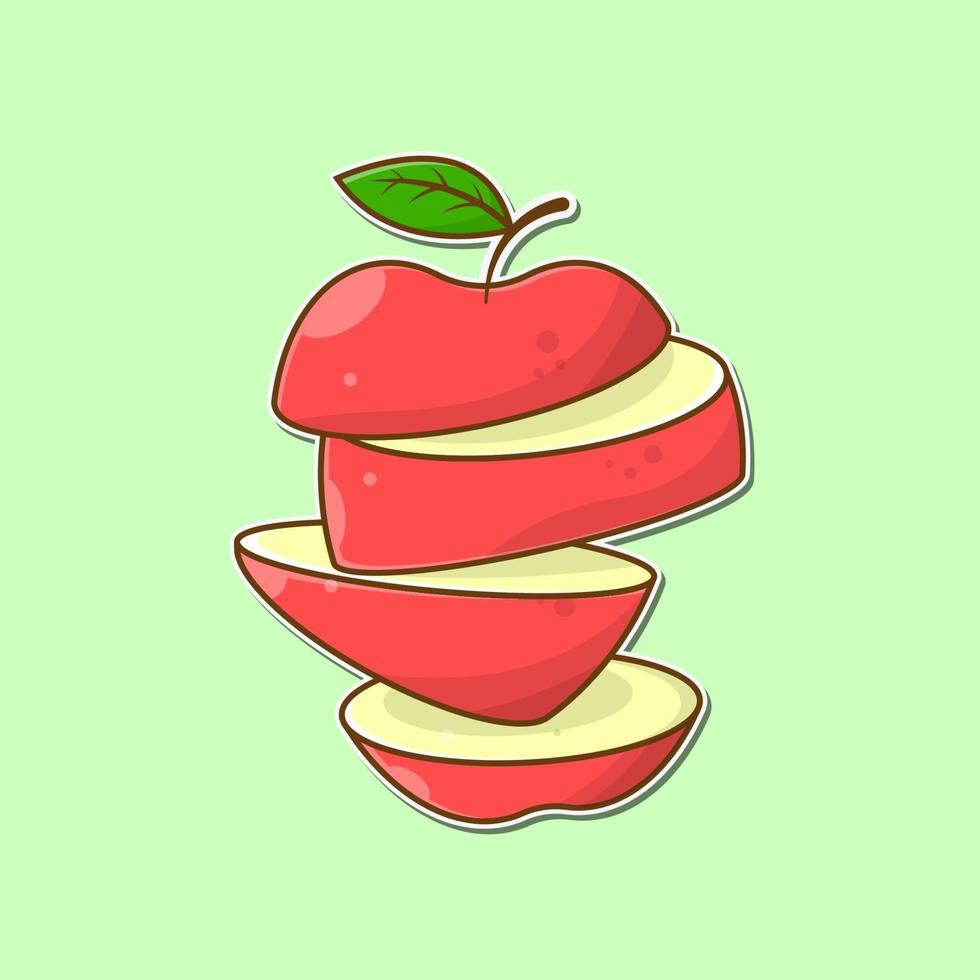 red apple slices vector