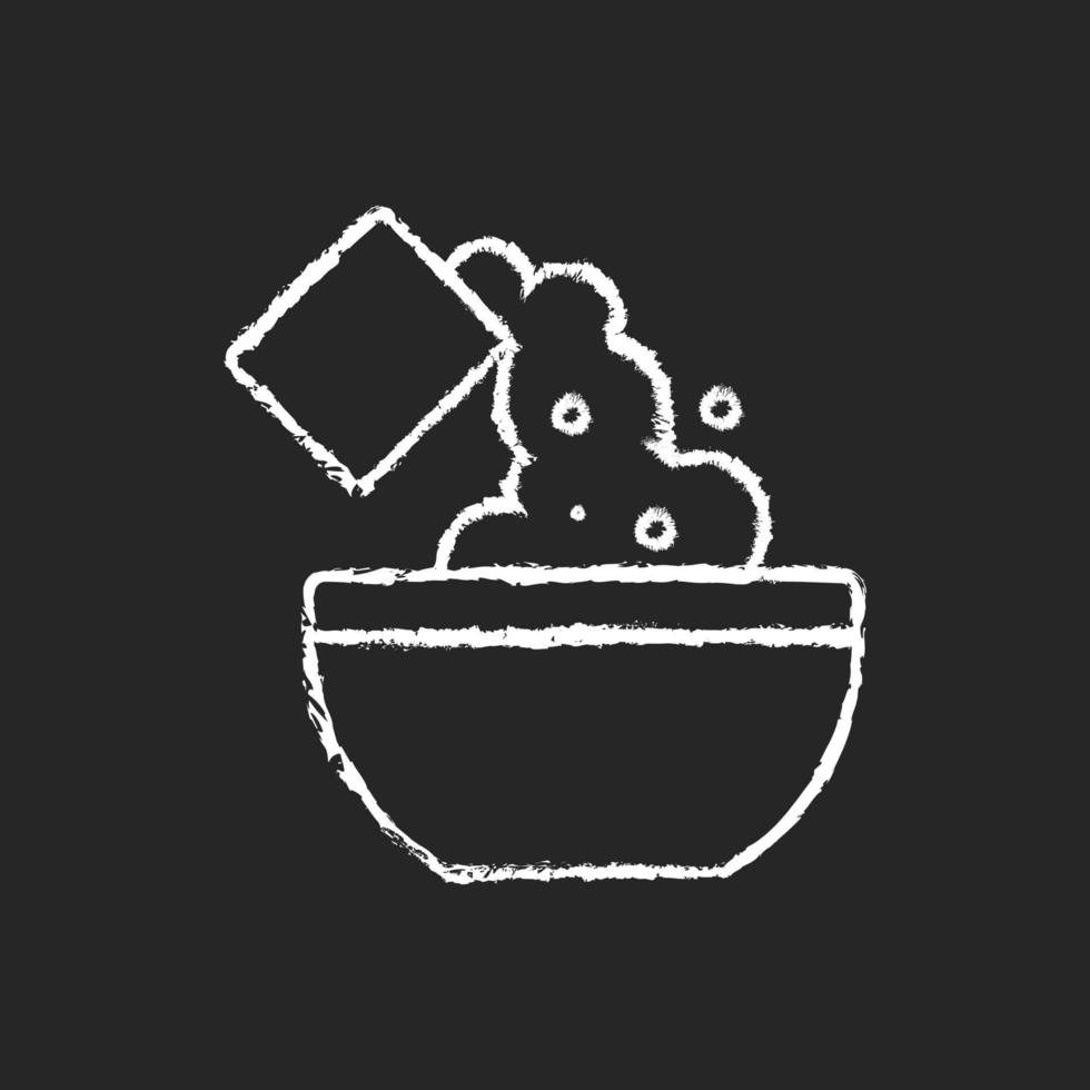 Add cooking ingredient chalk white icon on dark background vector