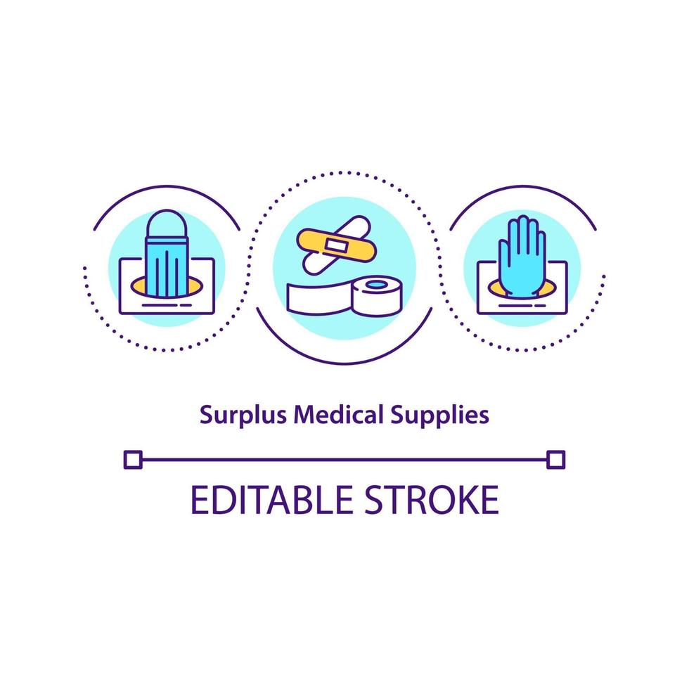 Surplus medical supplies concept icon. vector