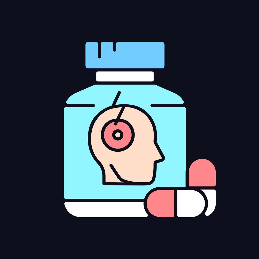 Pills for headache RGB color icon for dark theme vector