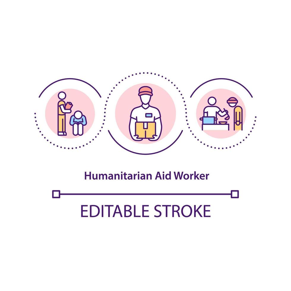 icono del concepto de trabajador de ayuda humanitaria. vector