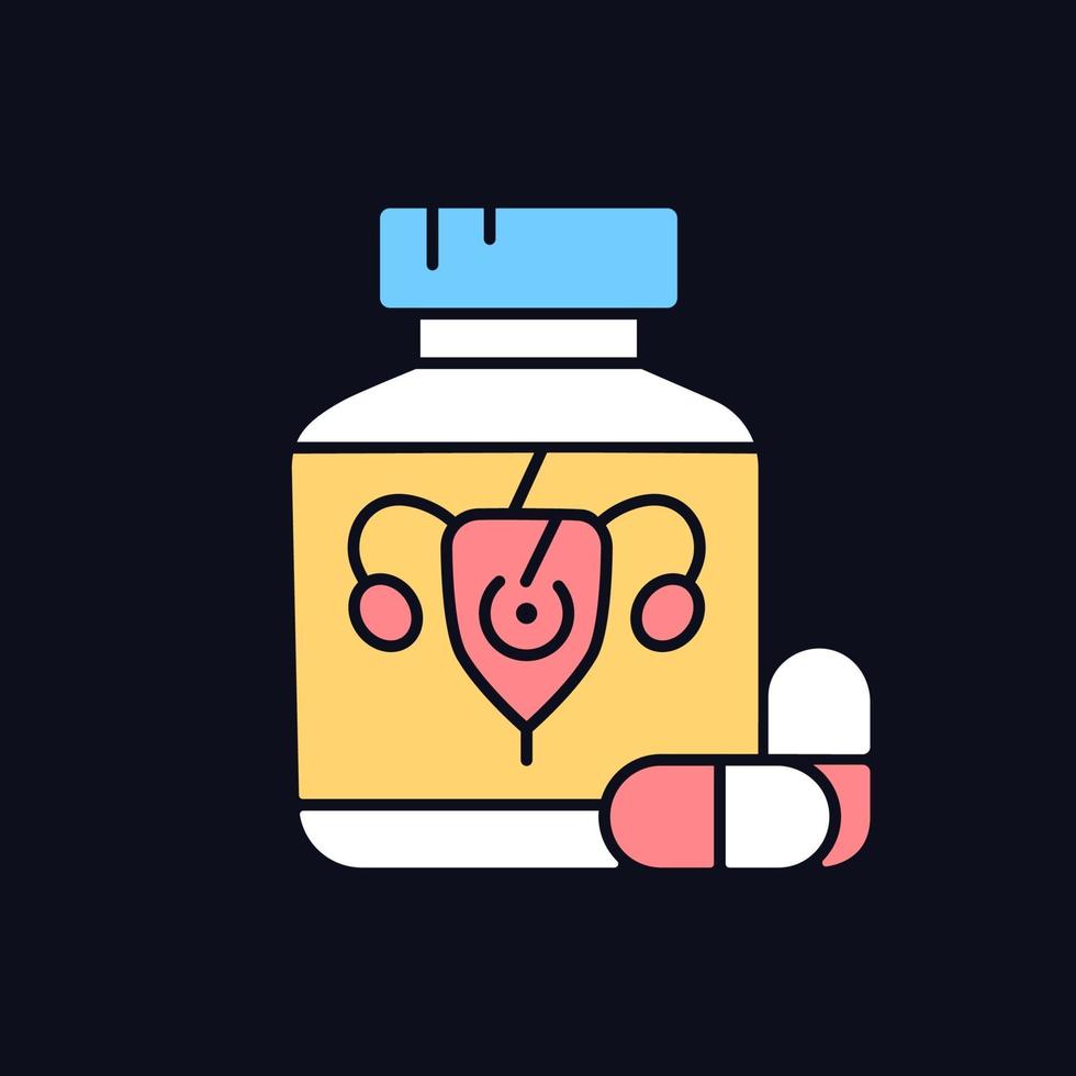 Pills for period cramps RGB color icon for dark theme vector