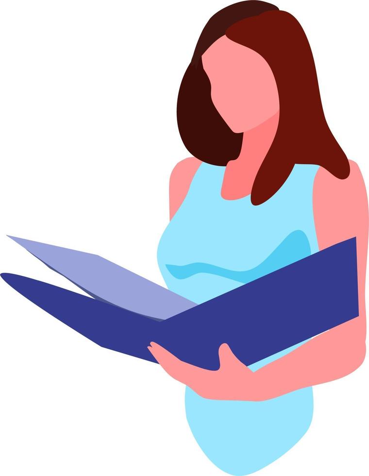 Businesswomen holding file turning pages vector