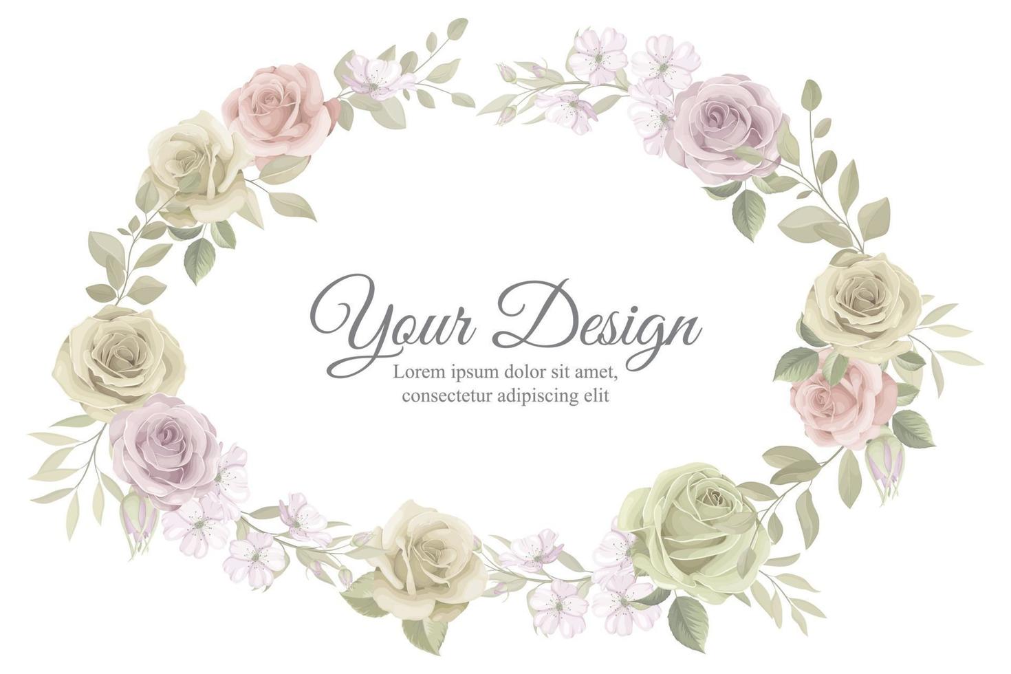 Beautiful soft floral frame template vector