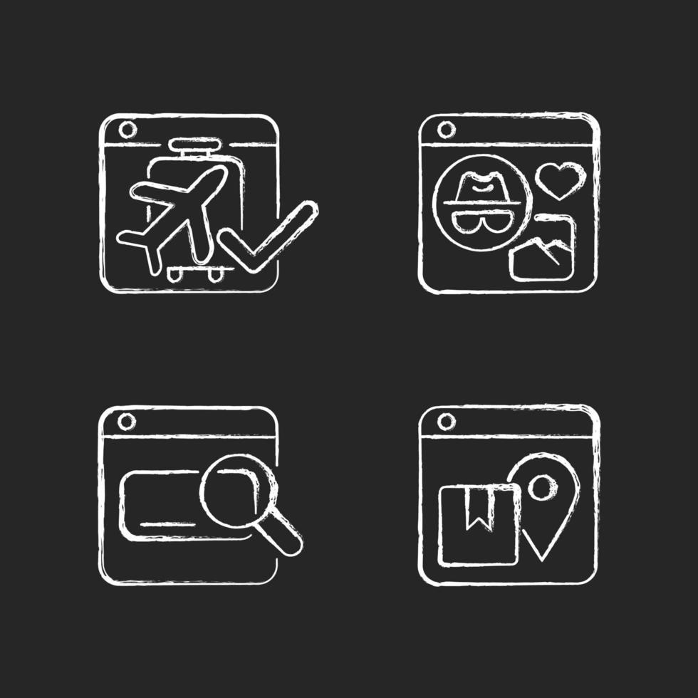 Engaging audience with content chalk white icons set vector