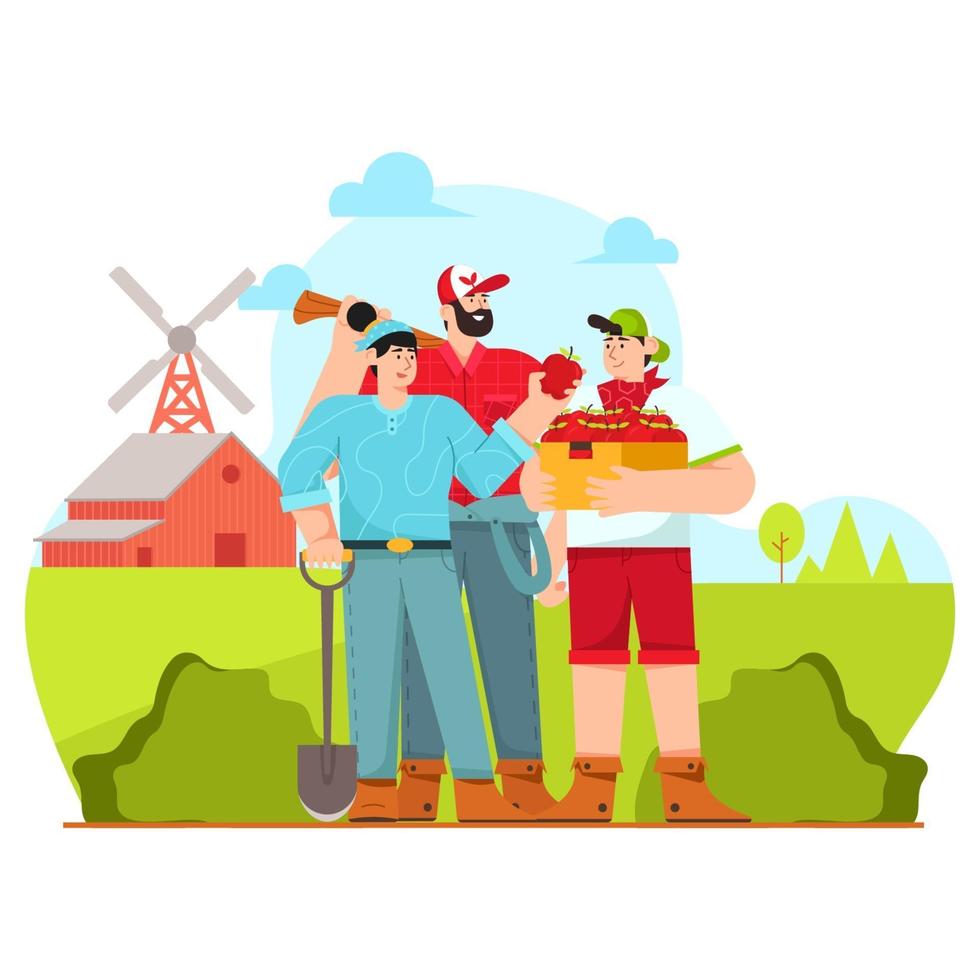 Farmers ready to farm illustration vector