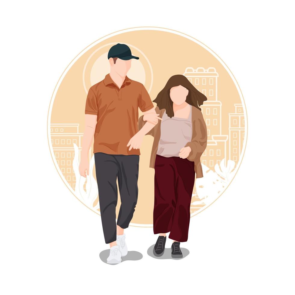 portrait of romantic couple posing in stylish outfit vector