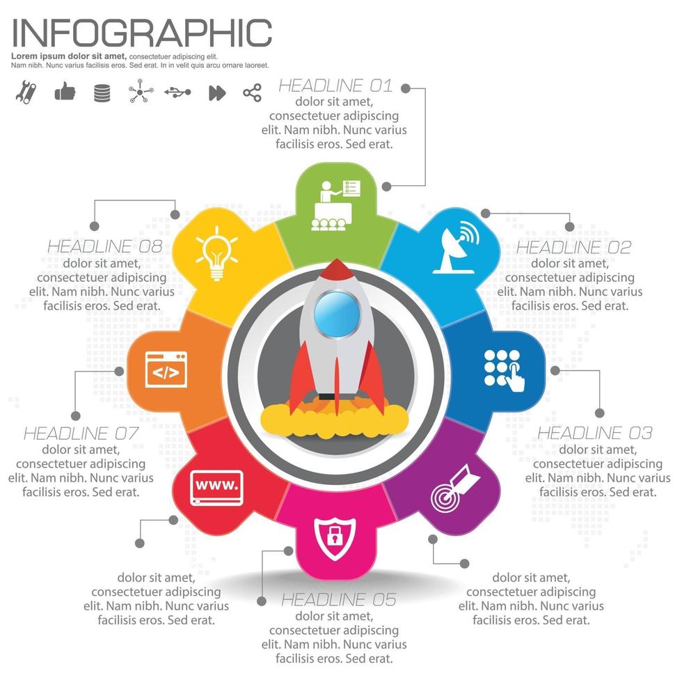 Infographics template with gear workflow process chart. vector