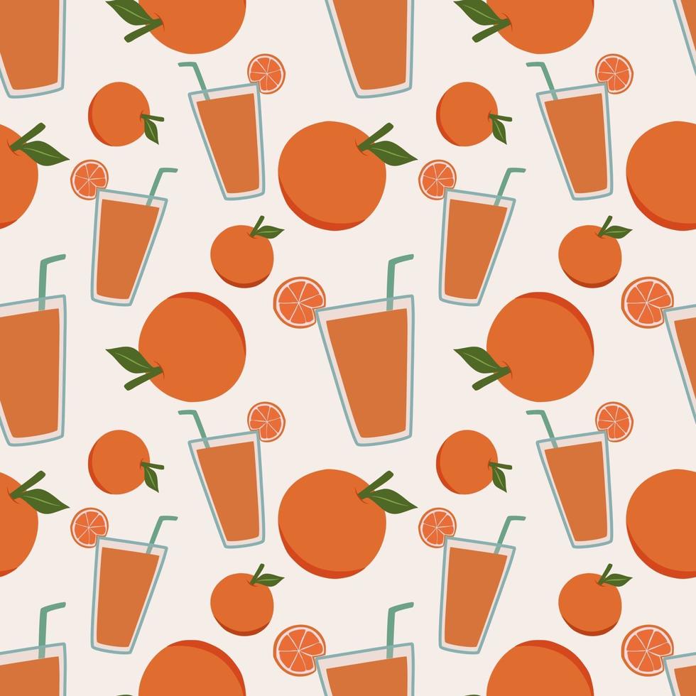 Orange Citrus Fruit and juice Seamless Pattren vector