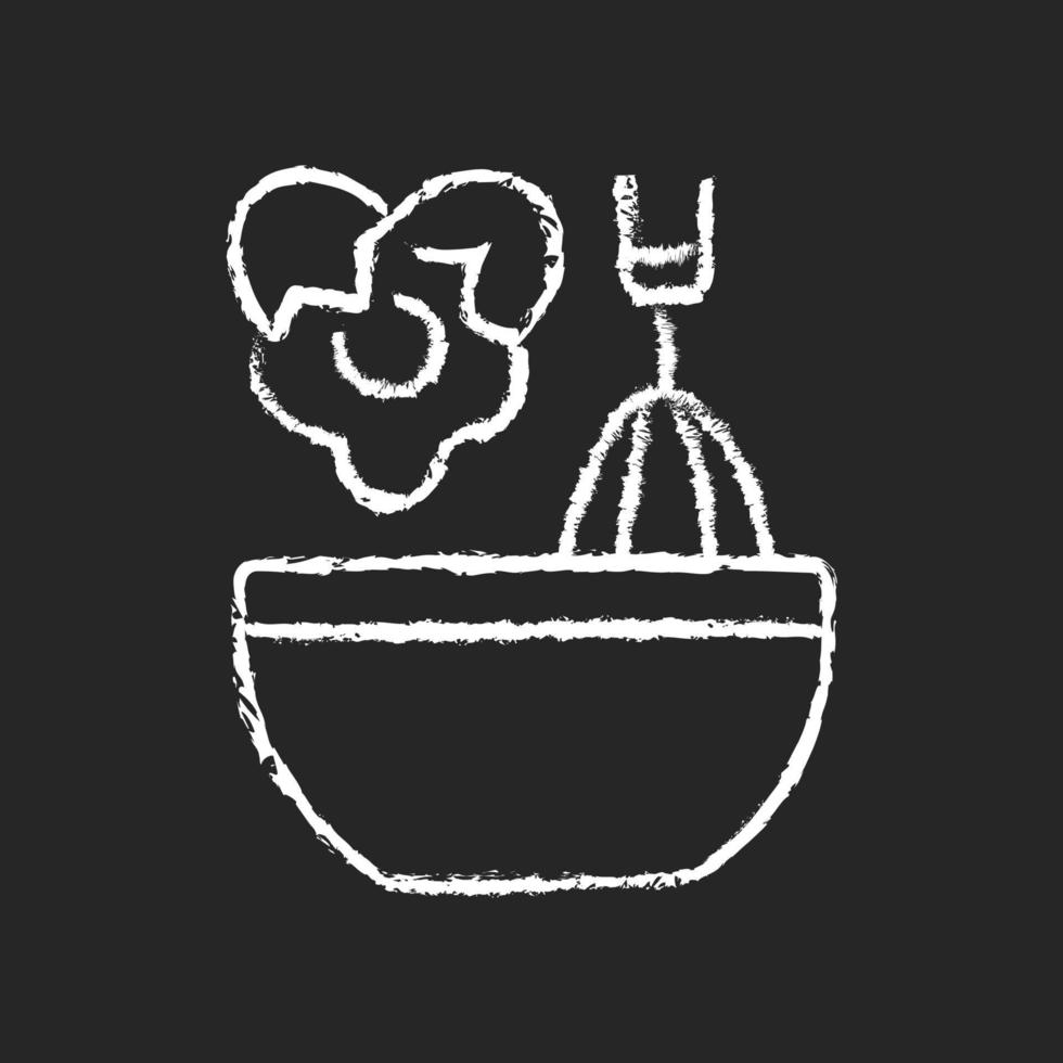 Scramble cooking ingredient chalk white icon on dark background vector