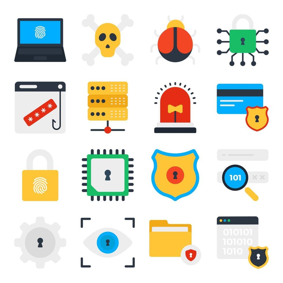 Pack of Technology Flat Icons vector