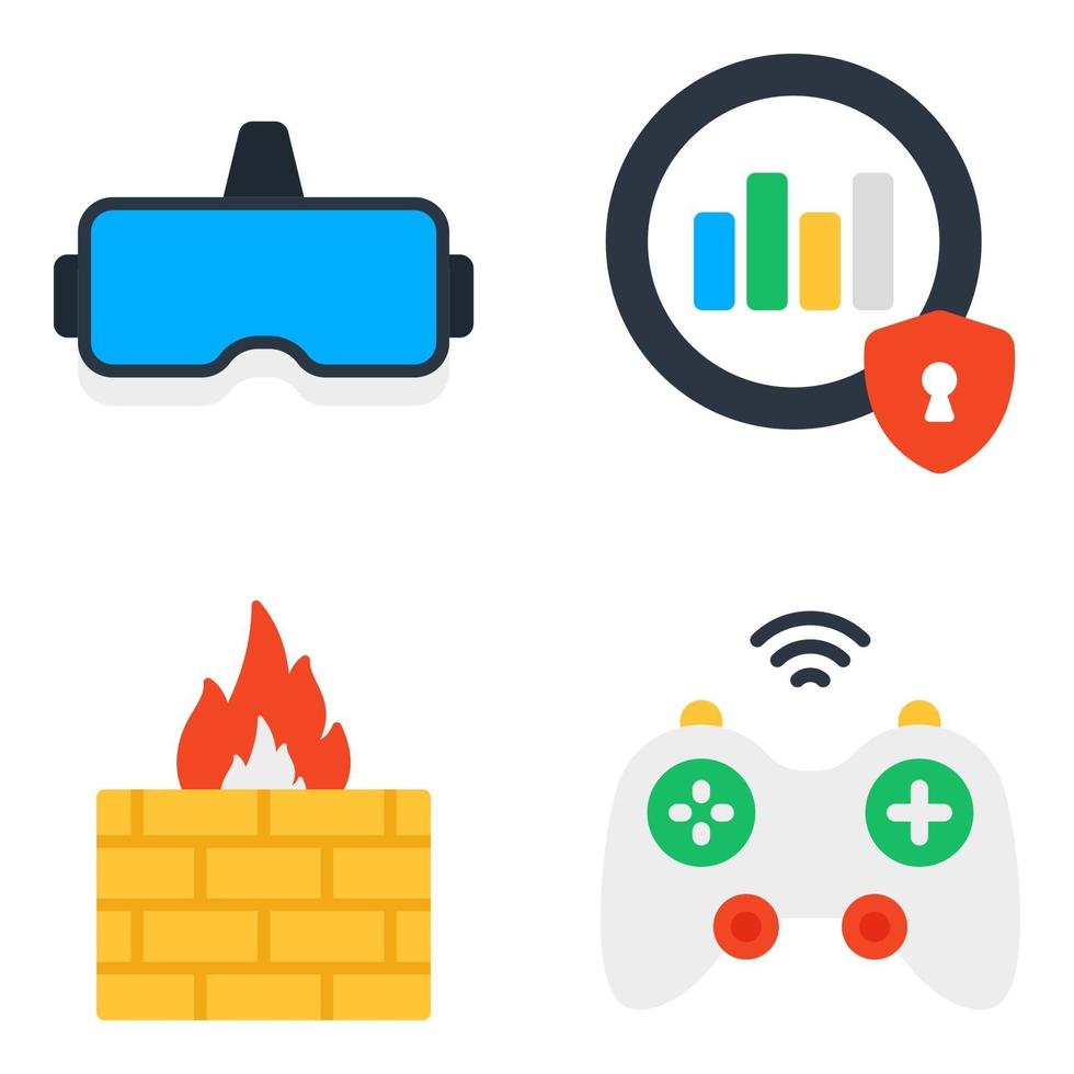 Pack of Technology Devices Flat Icons vector