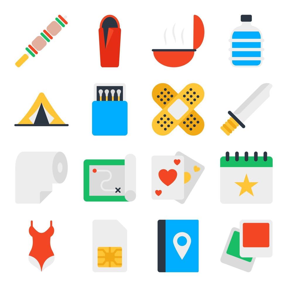 Pack of Travel and Adventure Flat Icons vector