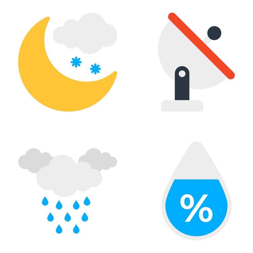 paquete de iconos planos de previsión meteorológica vector