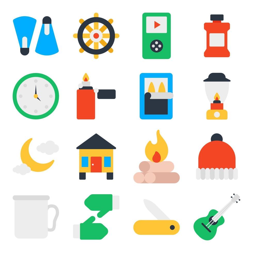 Pack of Road Trip Flat Icons vector