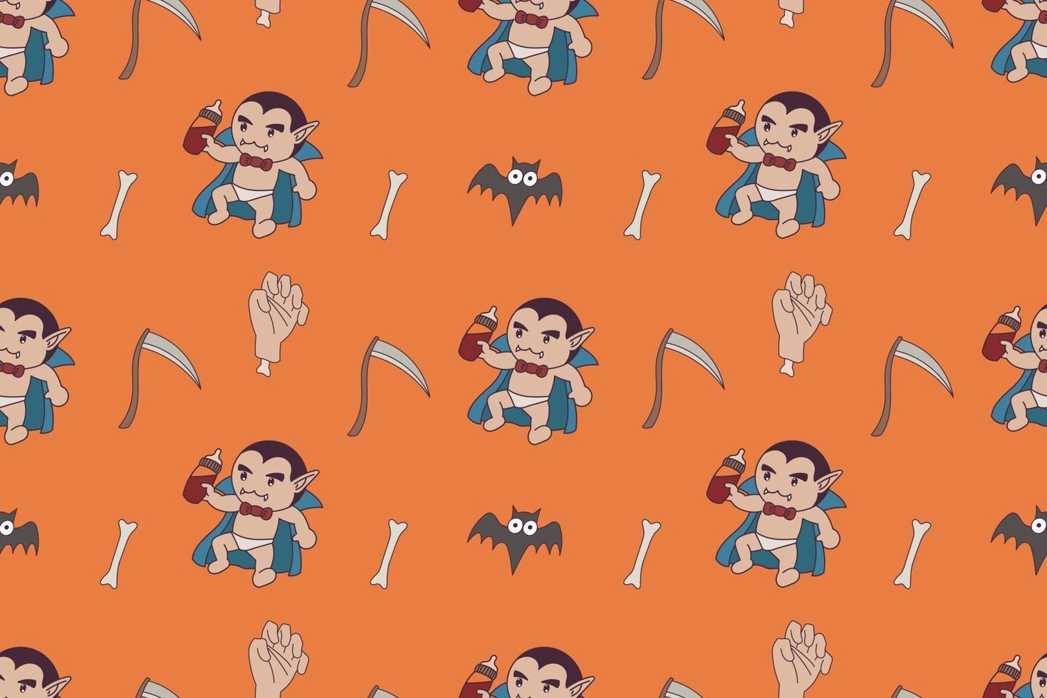 Seamless pattern of halloween cute doodles vector