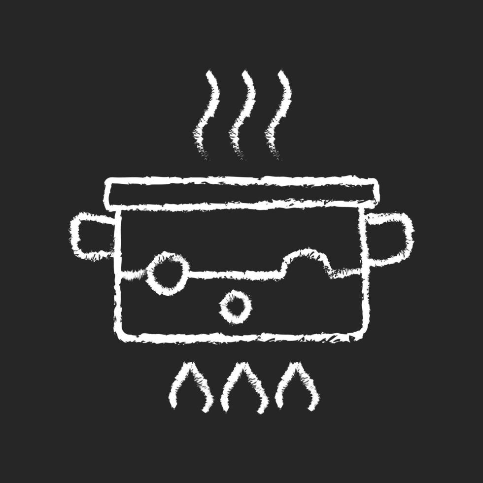 Boil for cooking chalk white icon on dark background vector