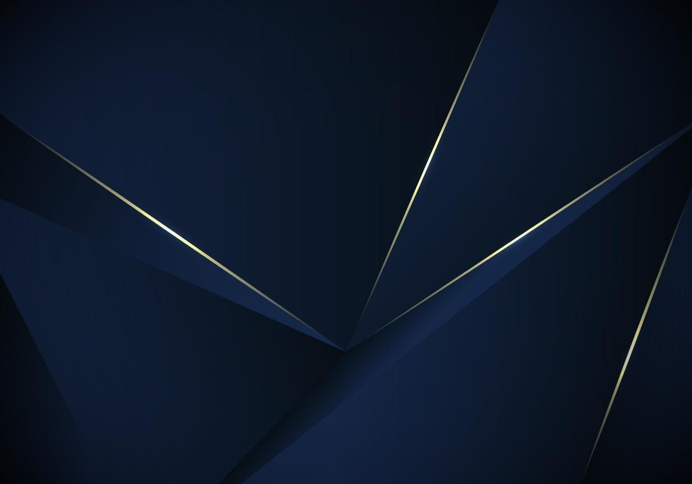 3D blue low polygon pattern background gold line lighting luxury vector