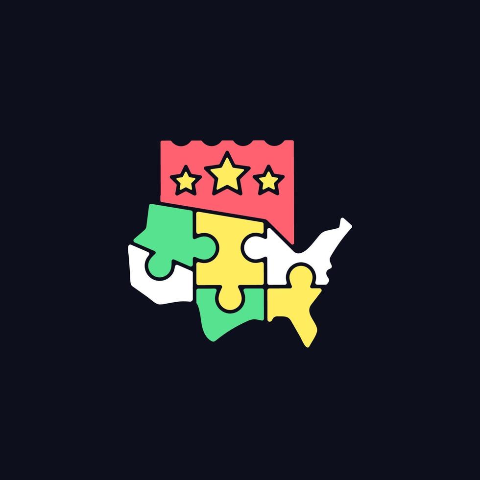 Multi-state lottery games RGB color icon for dark theme vector