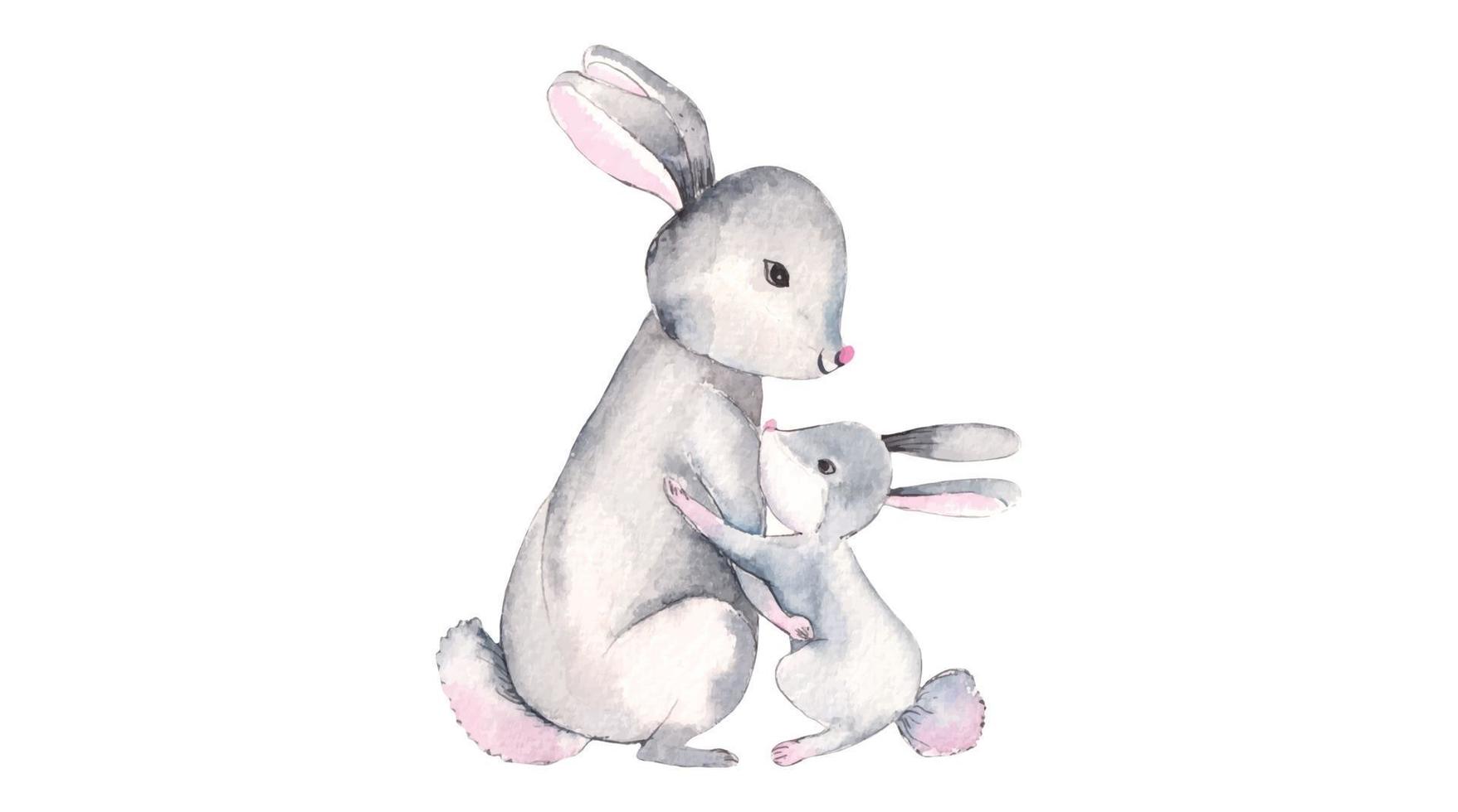 Watercolor Illustration of Little Bunny vector