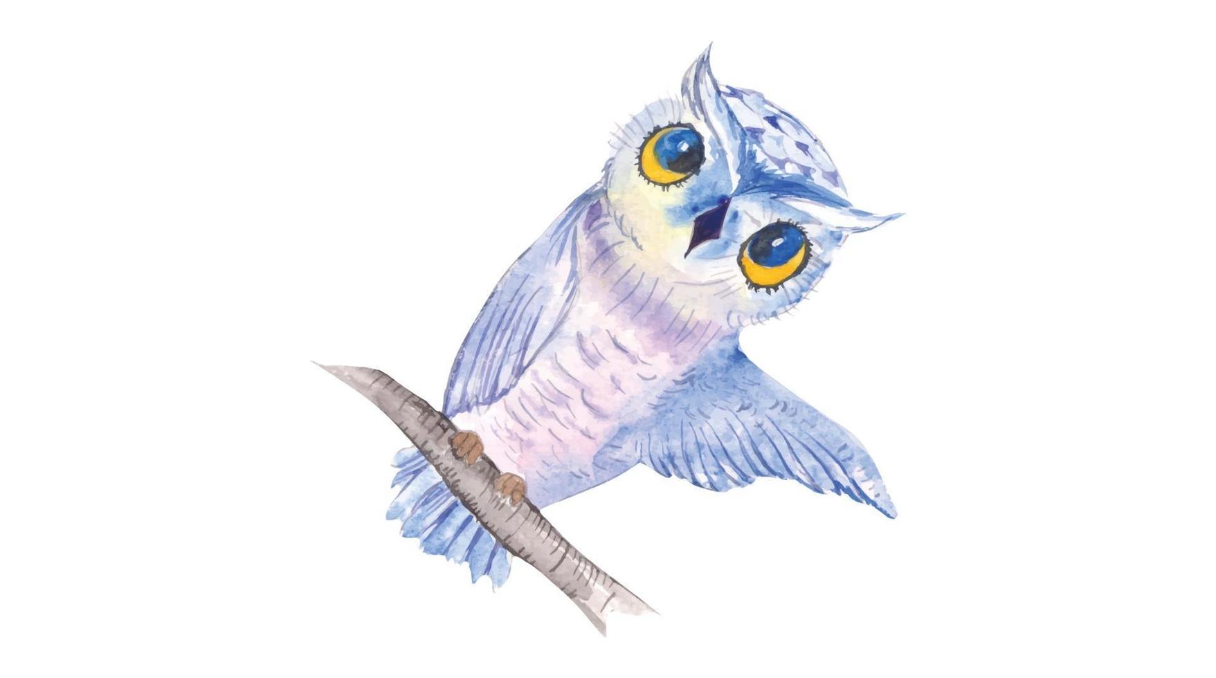 Watercolor Owl in Ultraviolet Color vector
