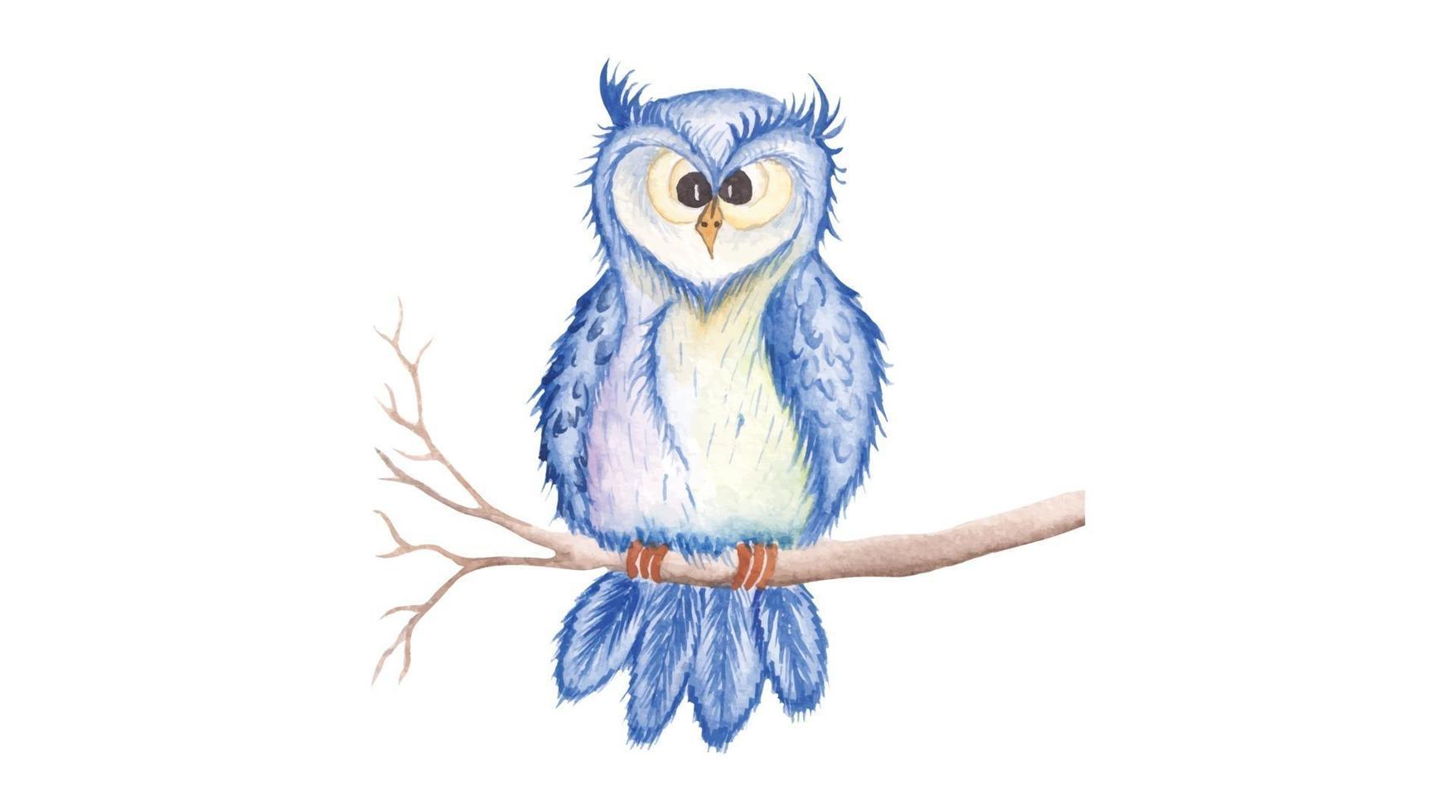 Watercolor Owl in Ultraviolet Color vector