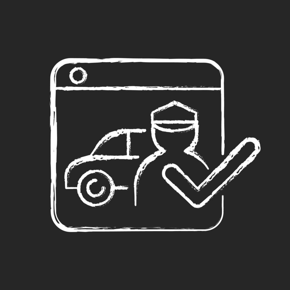 Ride-hailing platforms chalk white icon on dark background vector