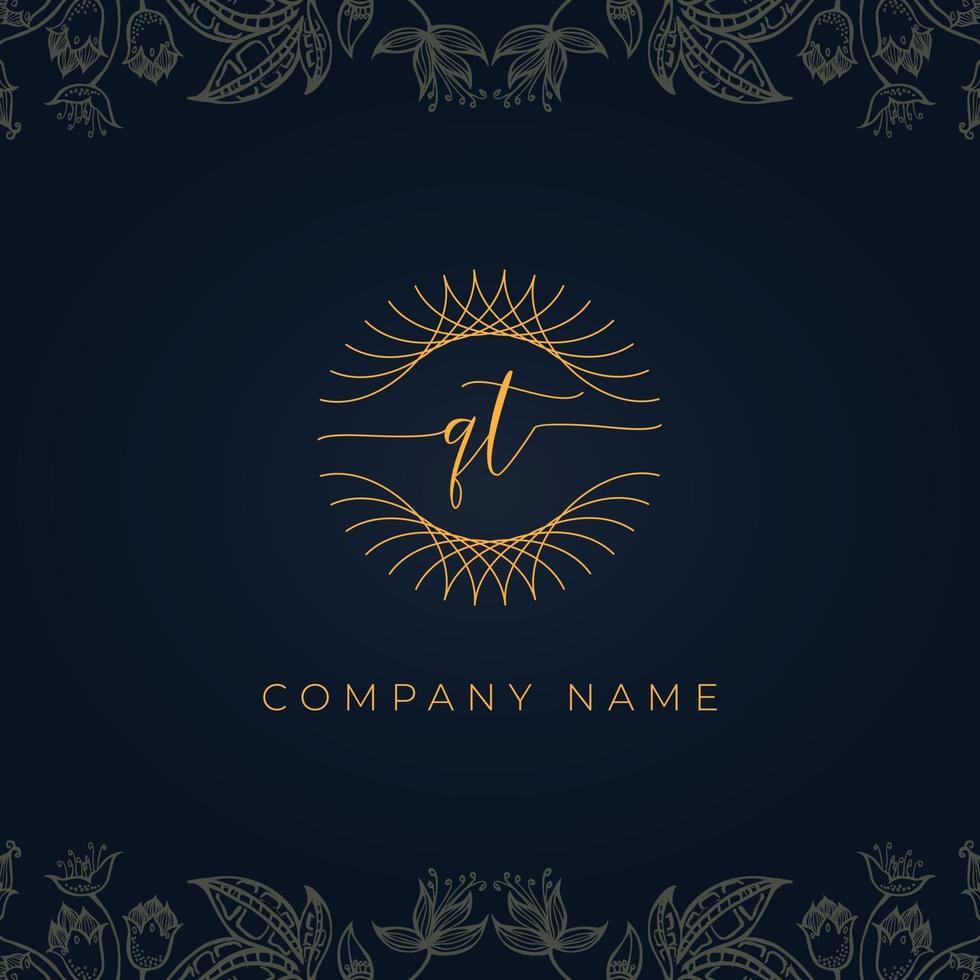 Elegant luxury letter QT logo. vector