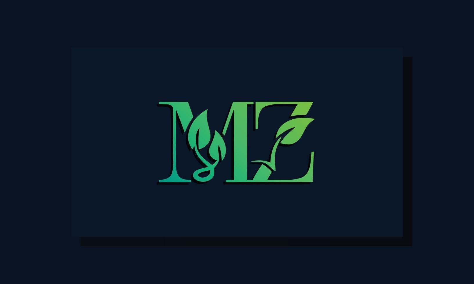 logotipo de mz inicial de estilo de hoja mínima vector