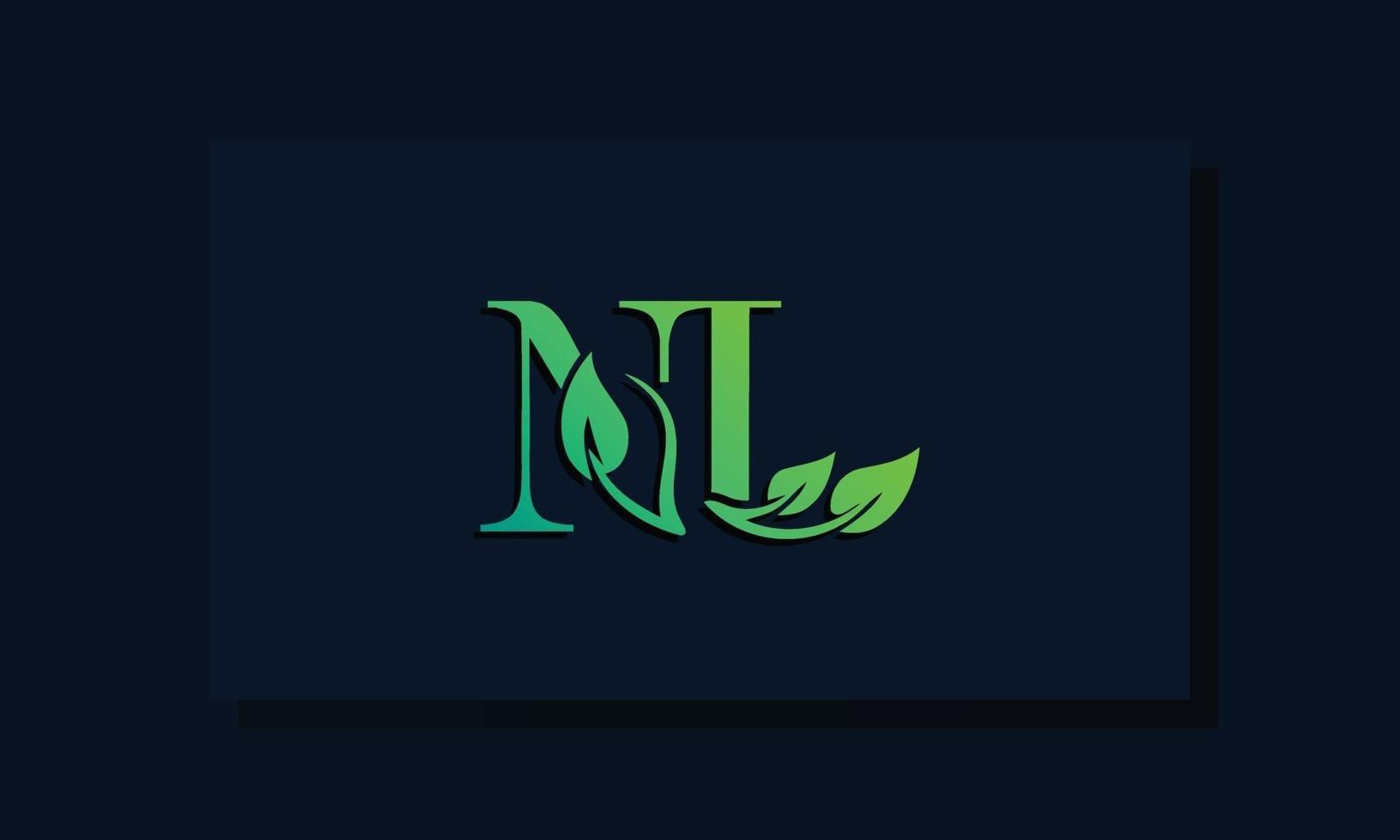 Minimal leaf style Initial NL logo vector