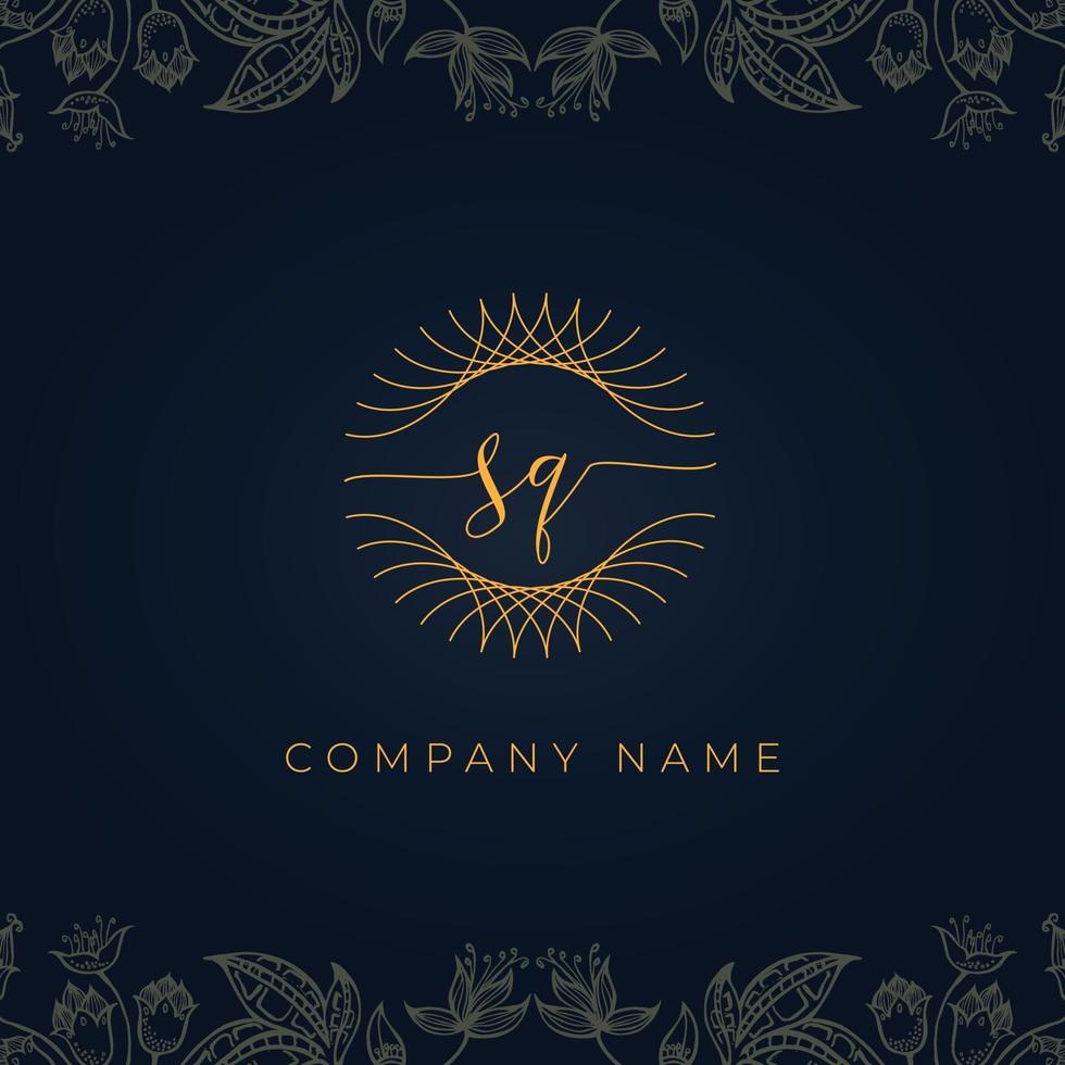 elegante logotipo de lujo letra sq. vector