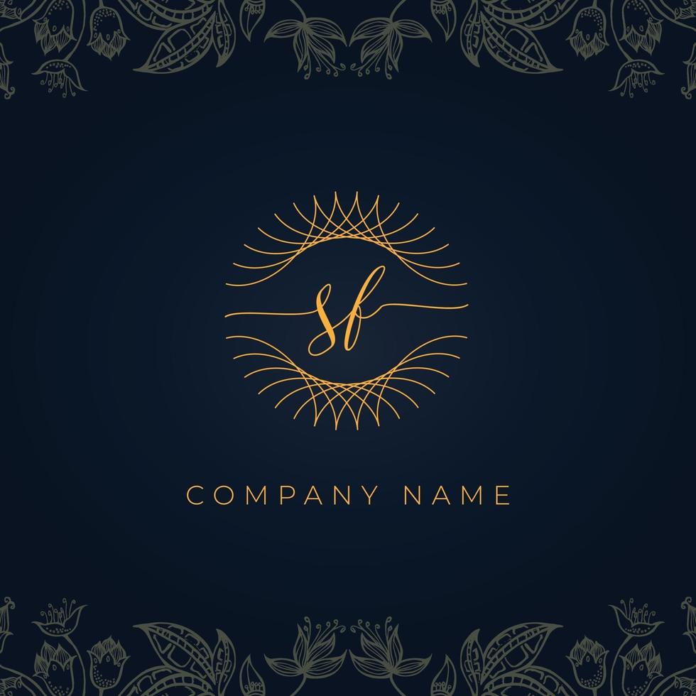 elegante logotipo de letra sf de lujo. vector