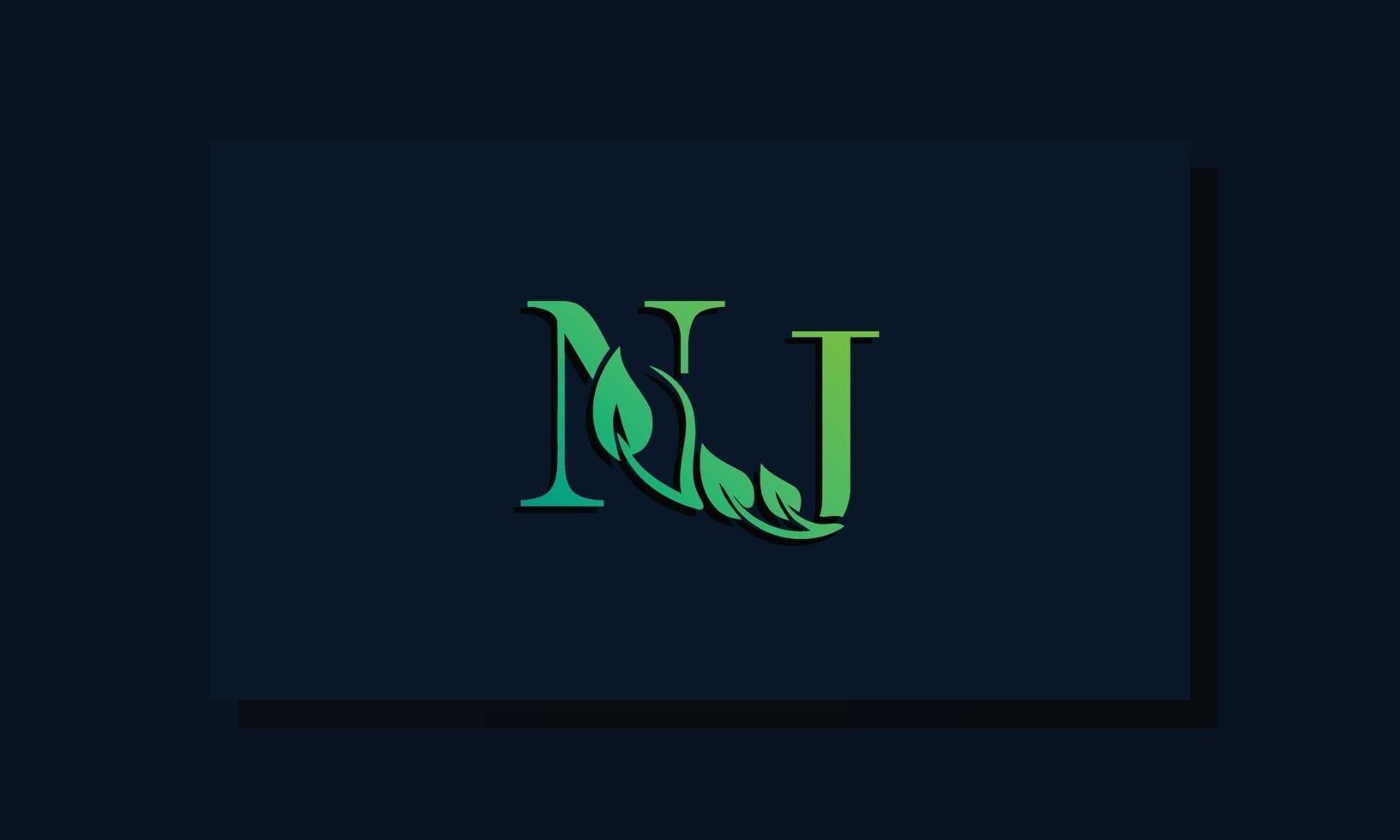 Minimal leaf style Initial NJ logo vector