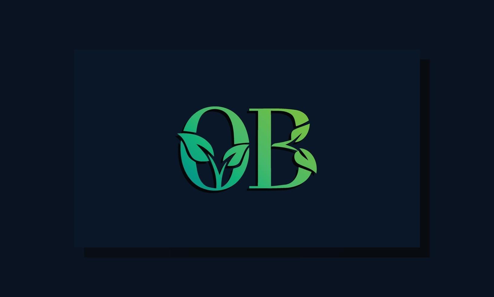 logotipo de ob inicial de estilo de hoja mínima vector