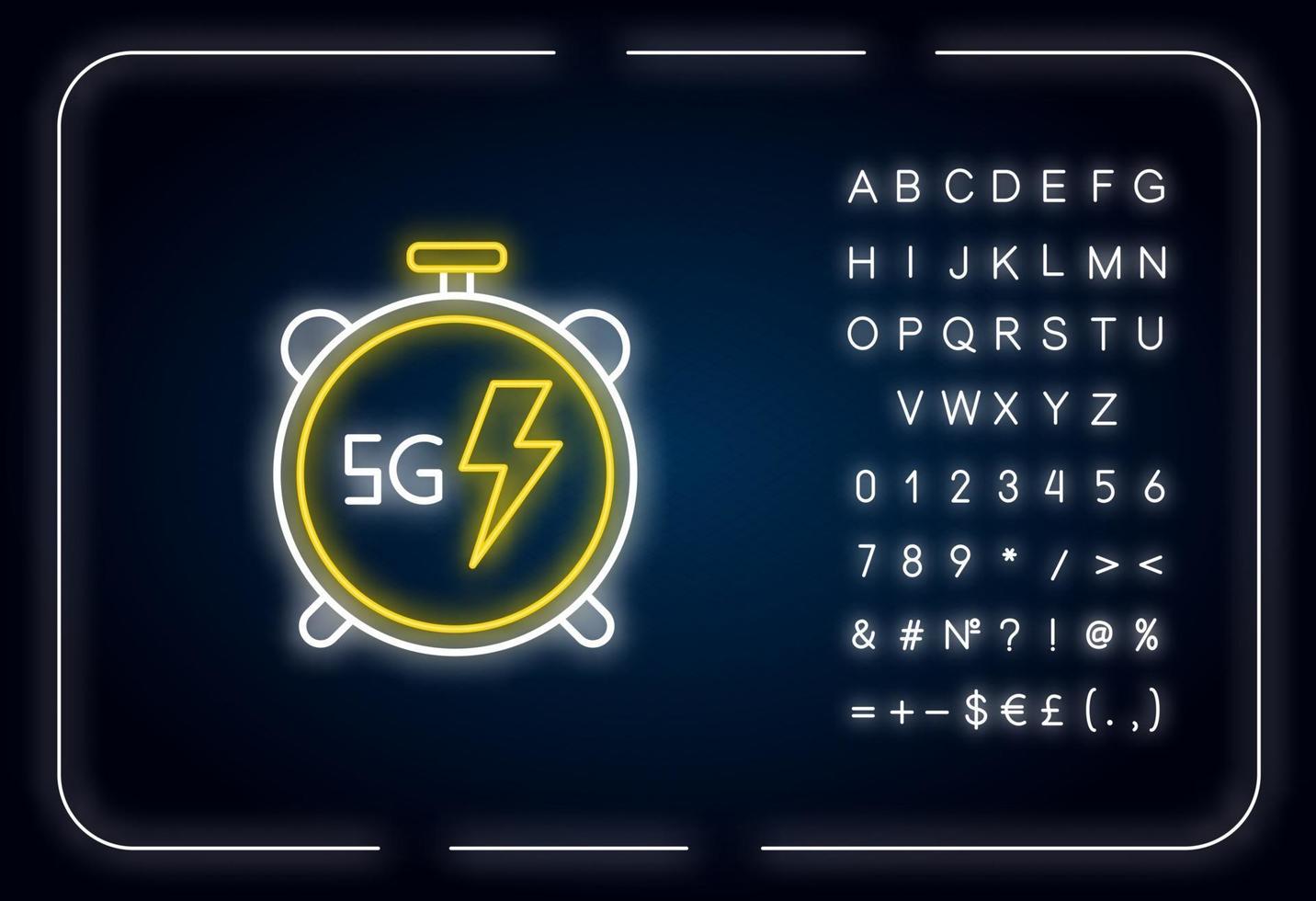 5G stopwatch neon light icon vector