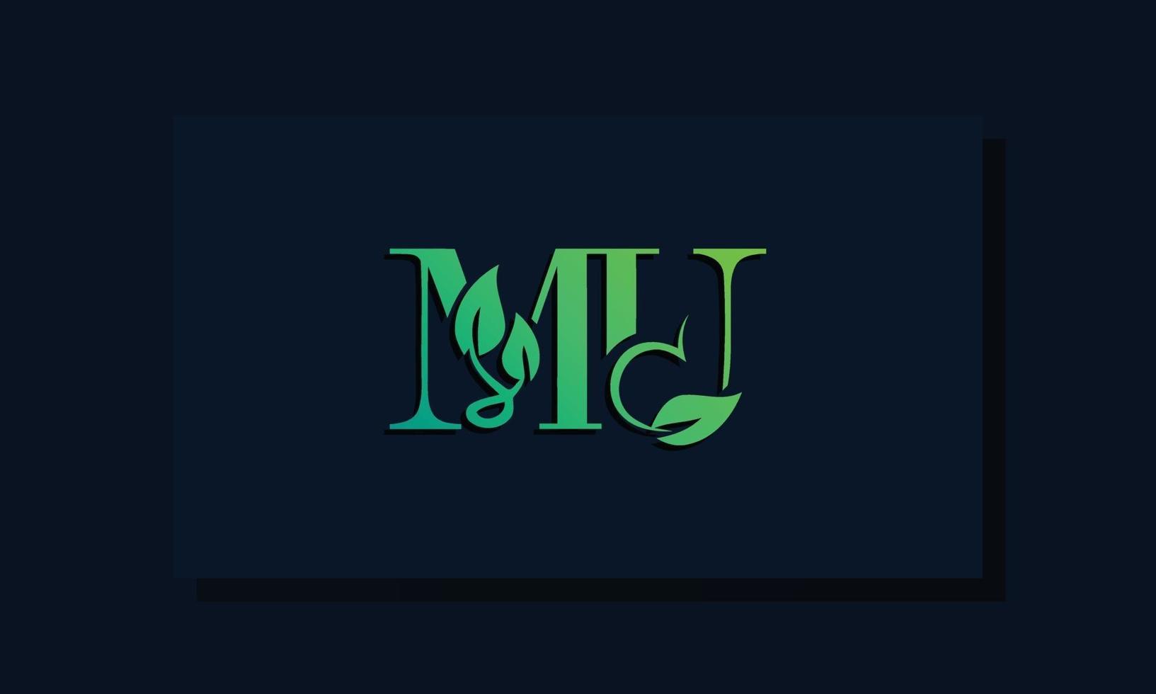 logotipo de mu inicial de estilo de hoja mínima vector