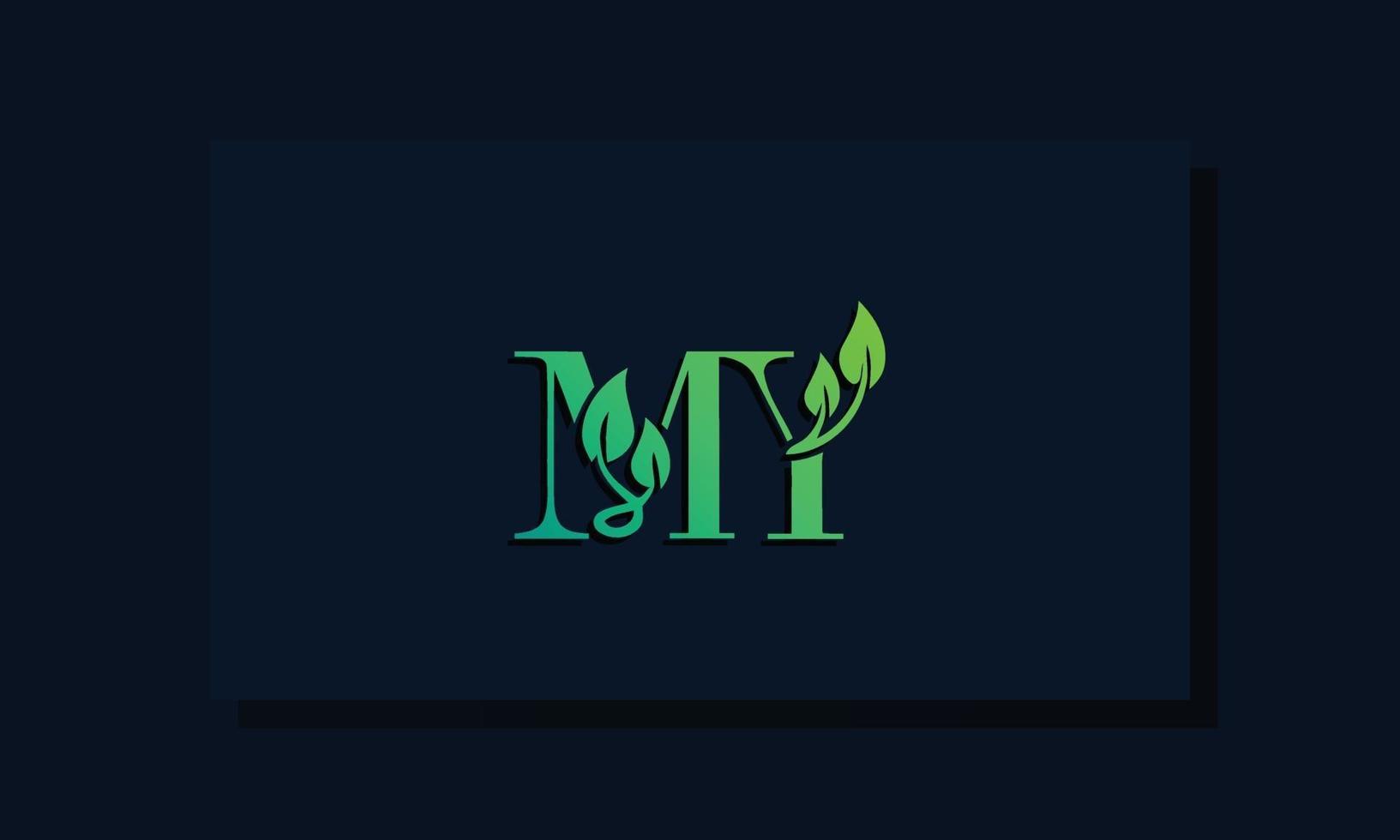 estilo de hoja mínima inicial mi logo vector