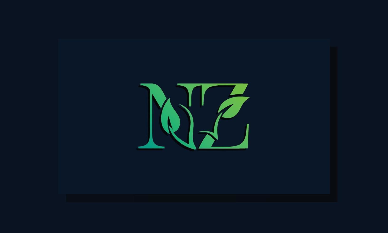 logotipo de nz inicial de estilo de hoja mínima vector