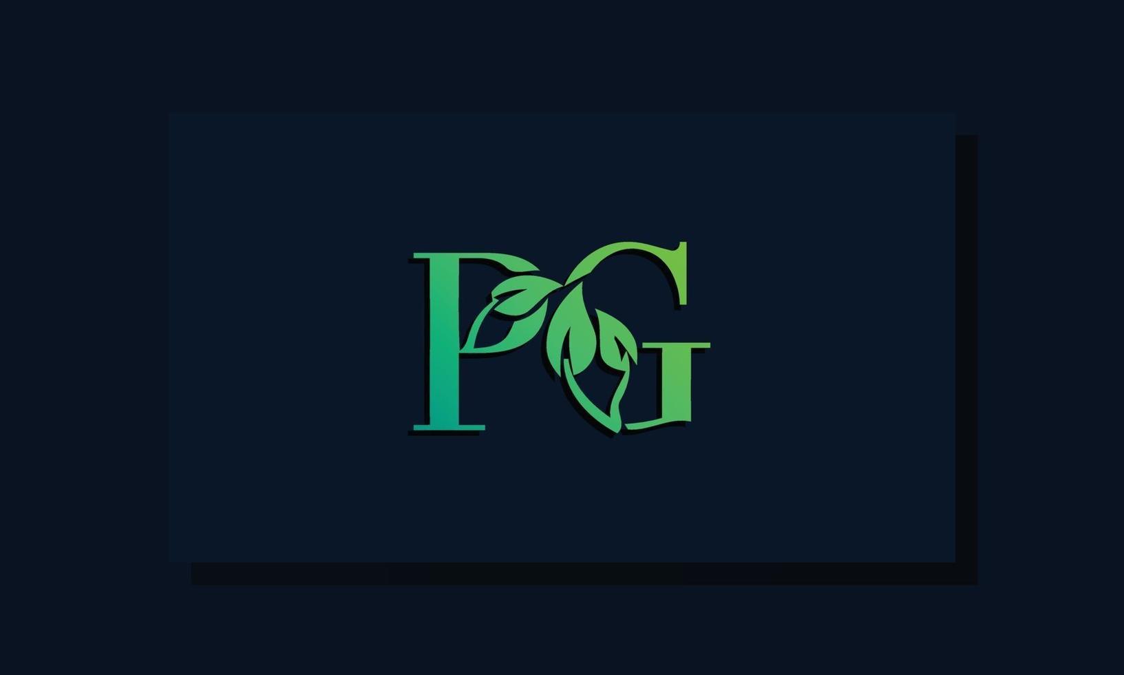 Minimal leaf style Initial PG logo vector