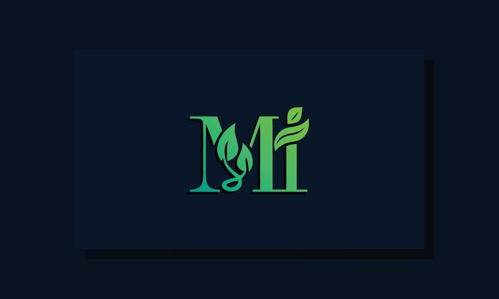 Minimal leaf style Initial MI logo vector