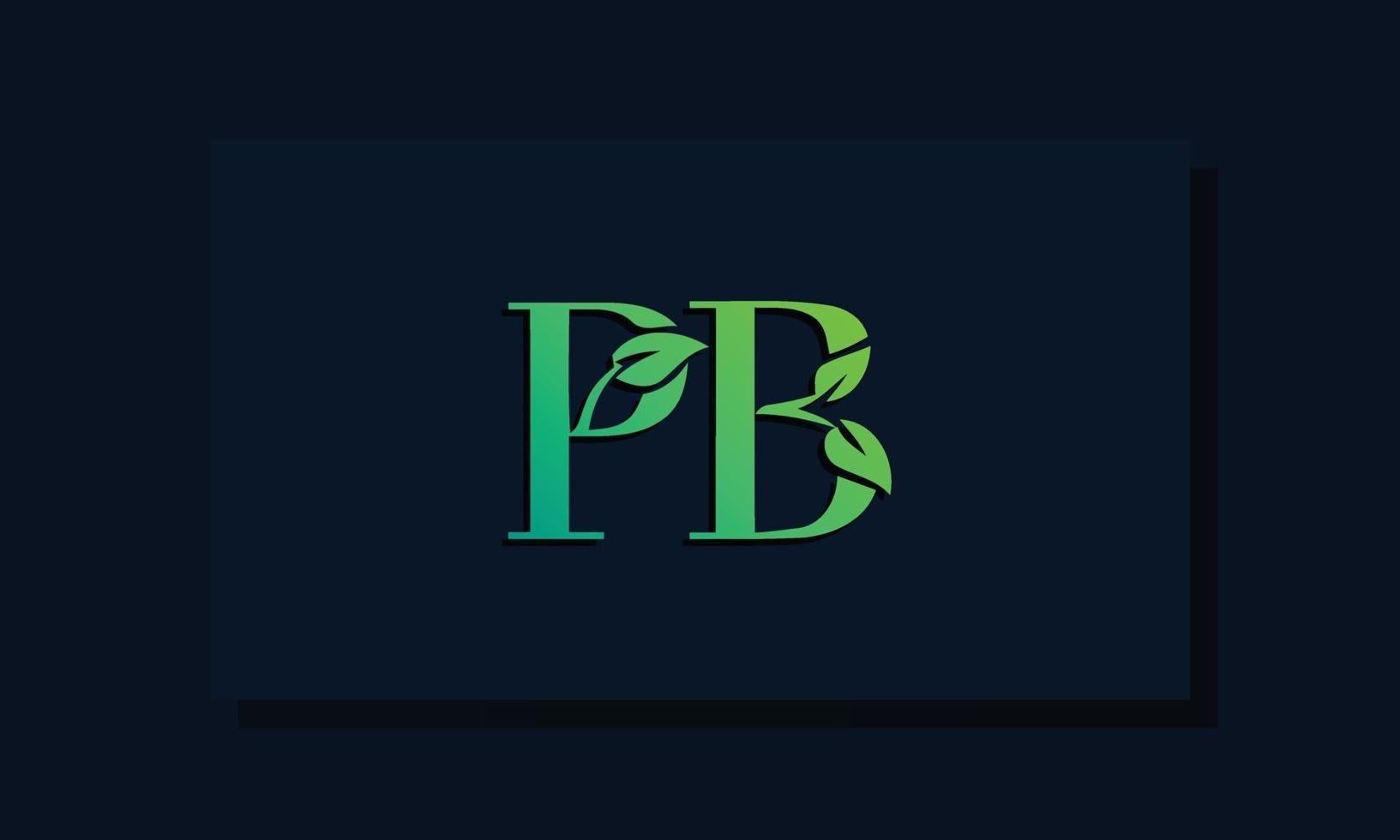 logotipo de pb inicial de estilo de hoja mínima vector