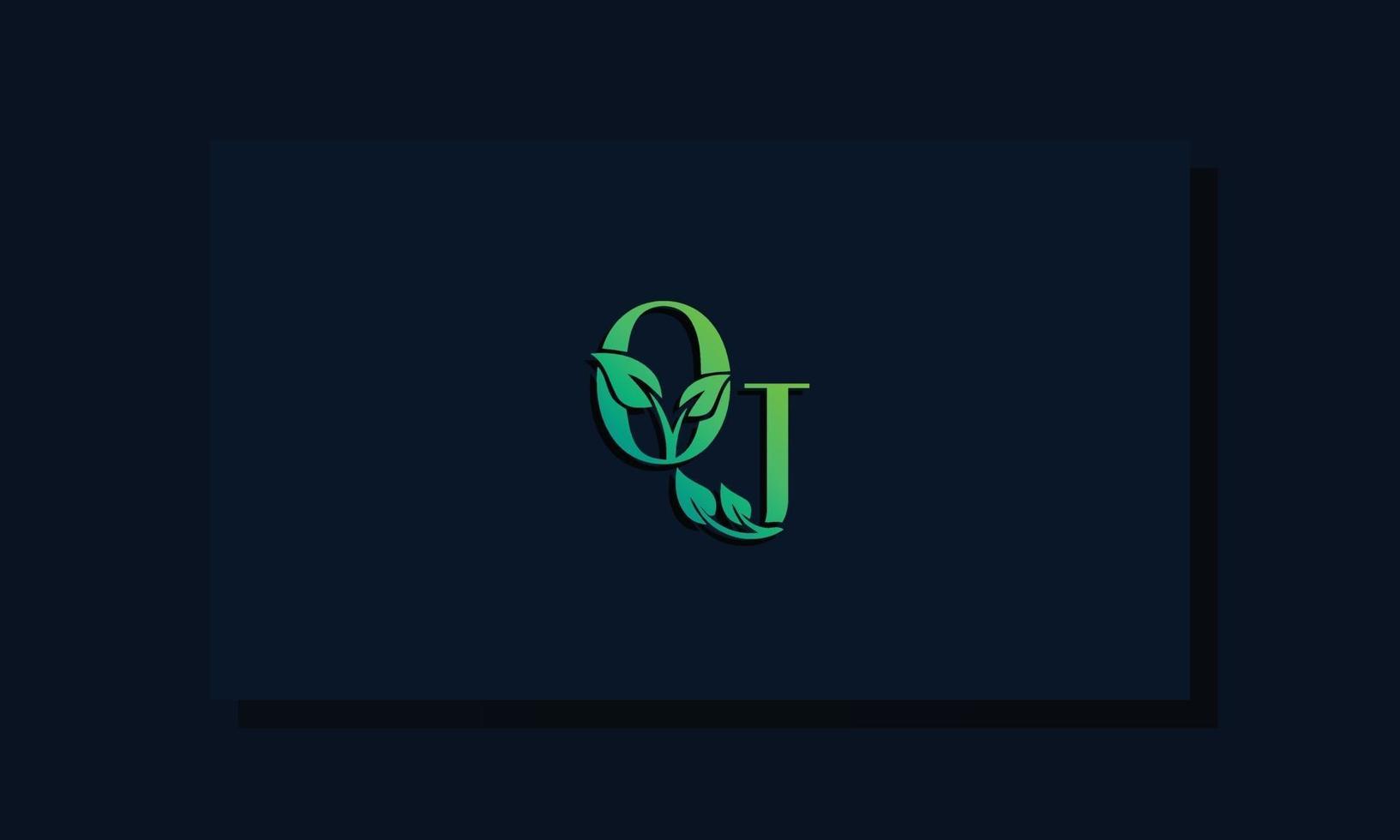 Minimal leaf style Initial OJ logo vector