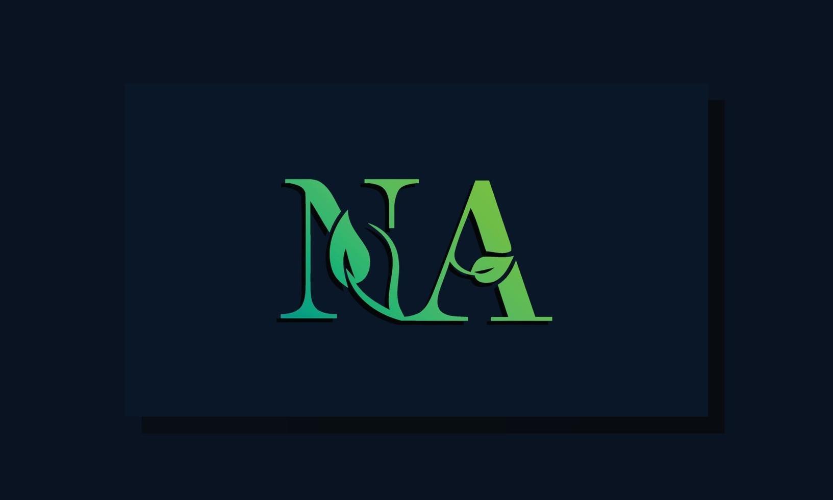 Minimal leaf style Initial NA logo vector