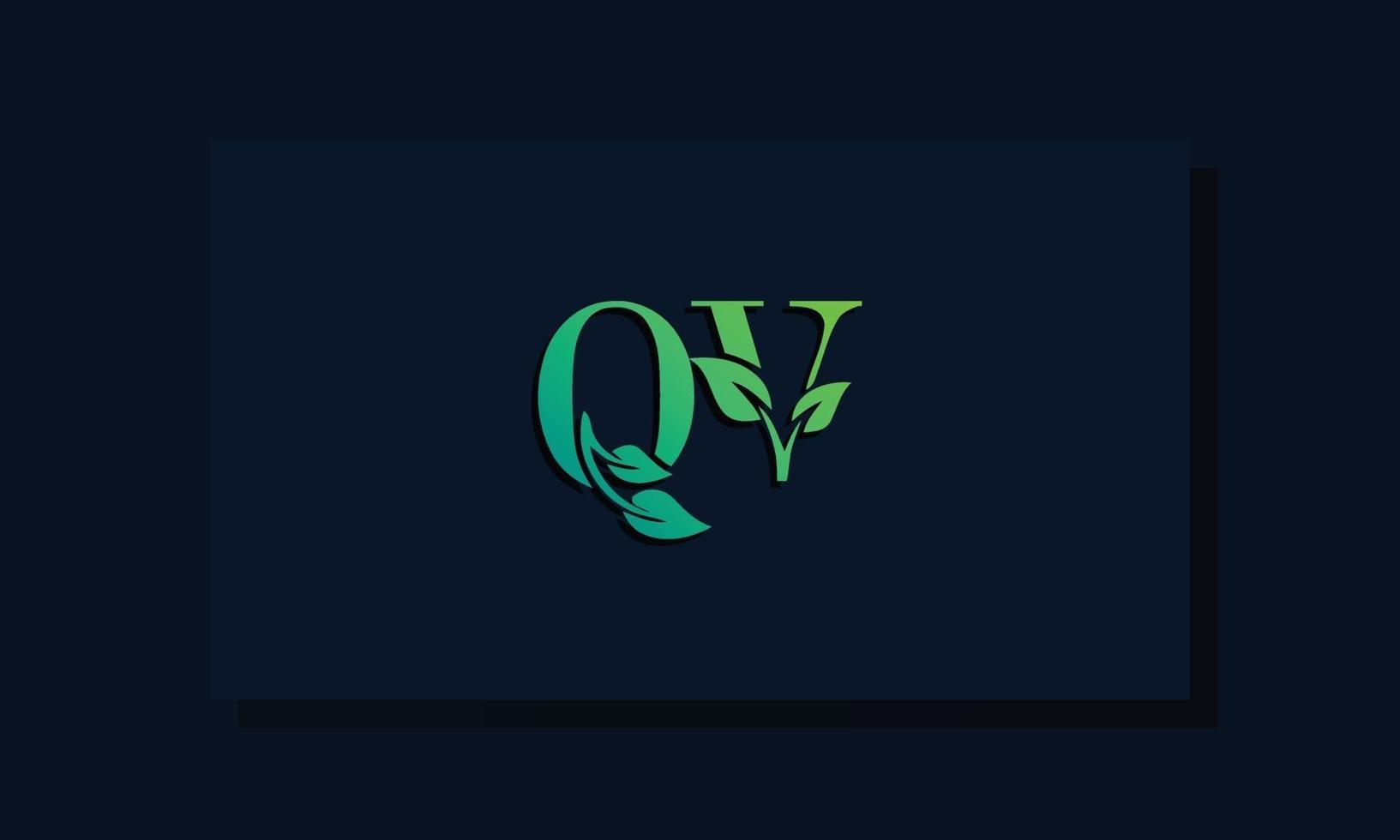 logotipo de qv inicial de estilo de hoja mínima vector