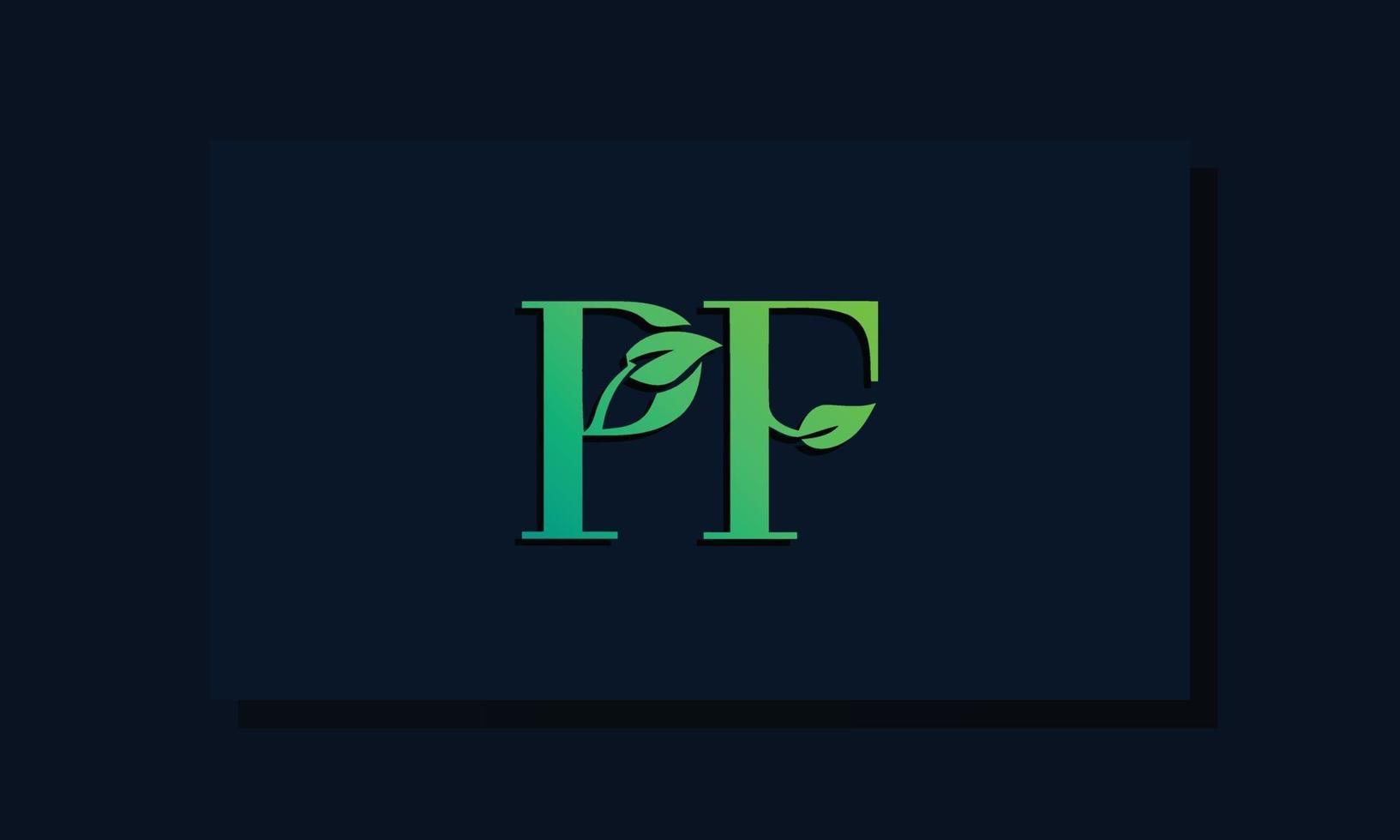 Minimal leaf style Initial PF logo vector