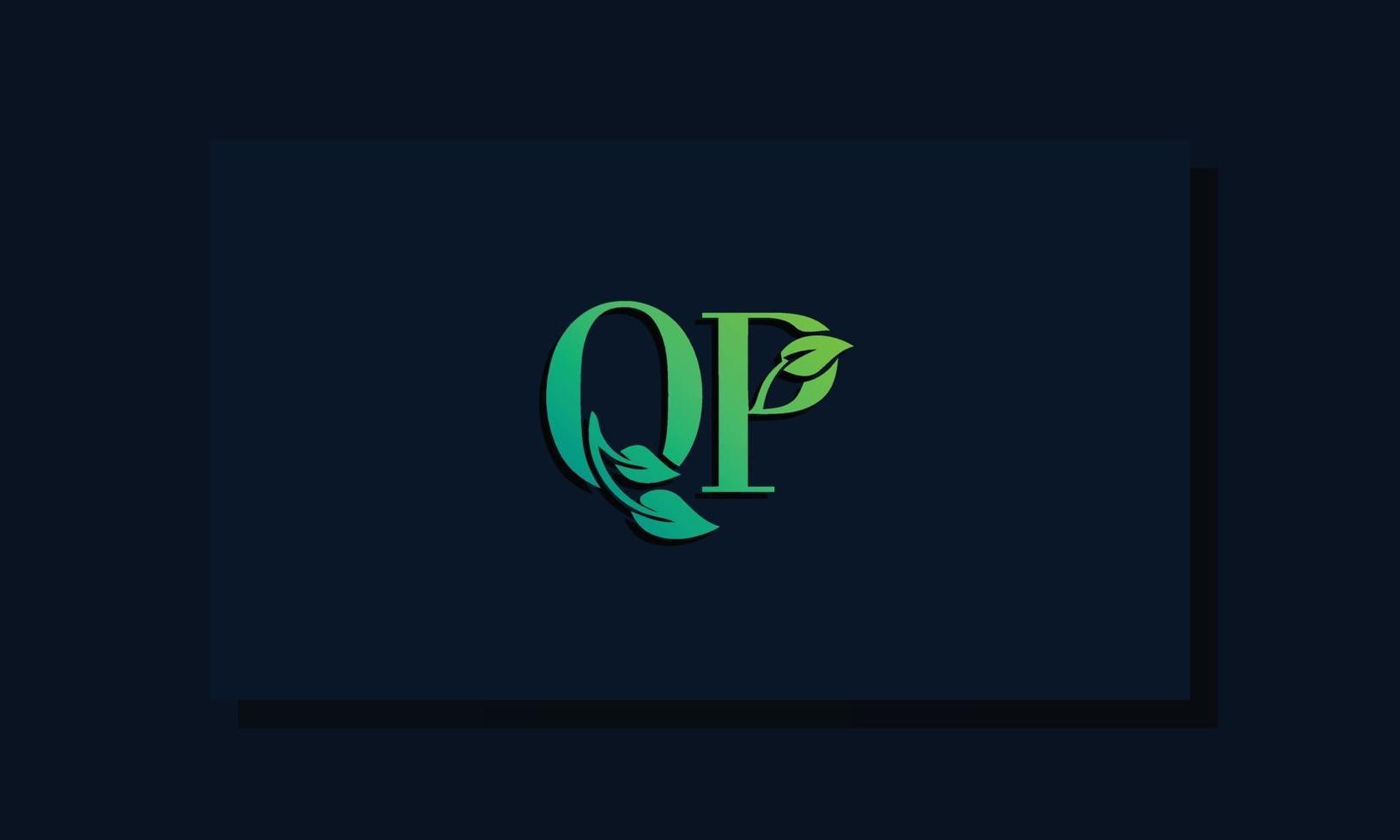 Minimal leaf style Initial QP logo vector