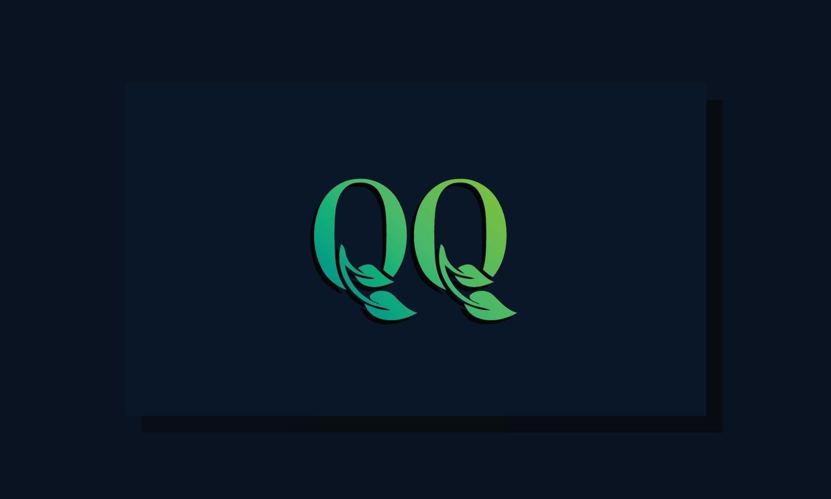 logotipo de qq inicial de estilo de hoja mínima vector