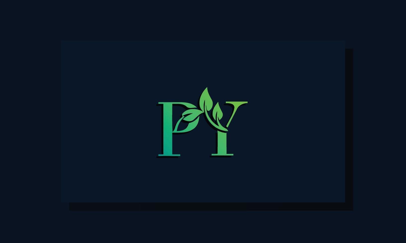 Minimal leaf style Initial PY logo vector