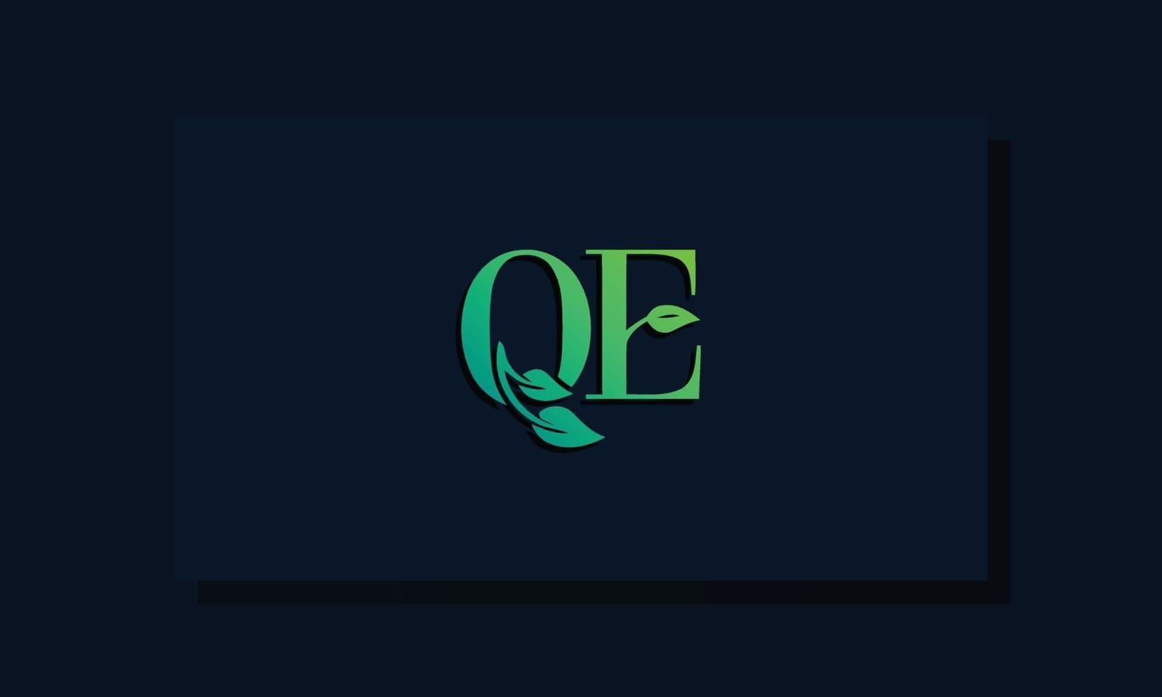 logotipo de qe inicial de estilo de hoja mínima vector