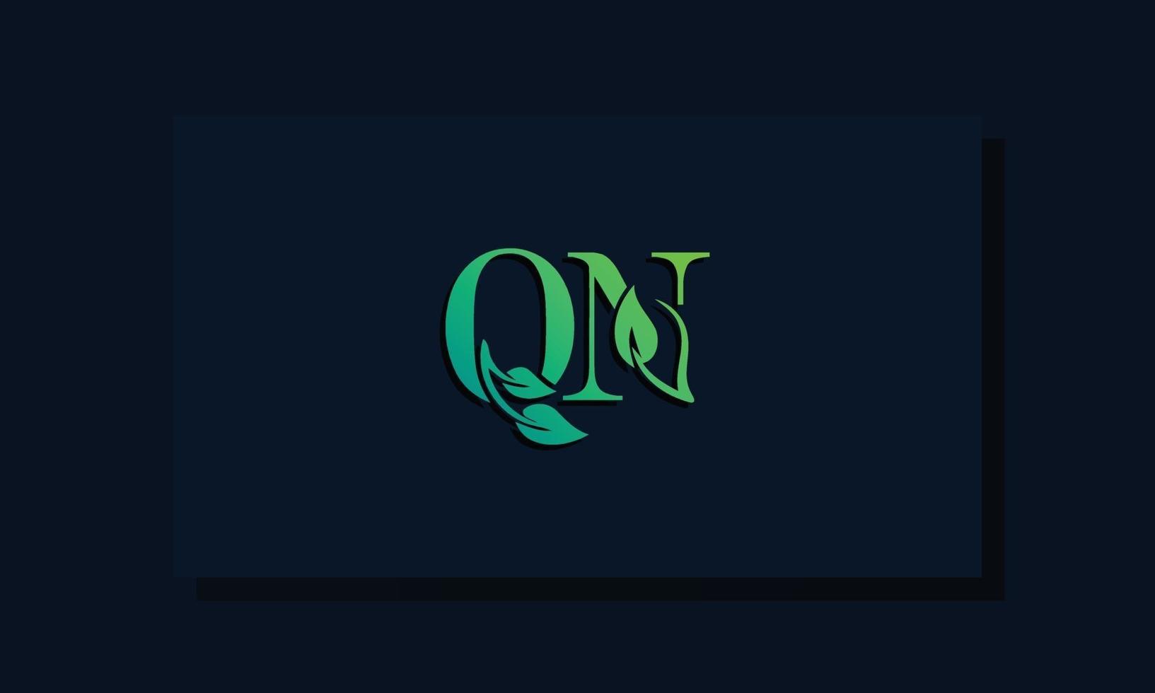 Minimal leaf style Initial QN logo vector